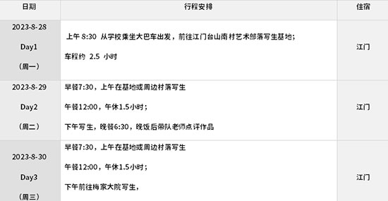 2023级广美附中AIP新生江门台山写生通知